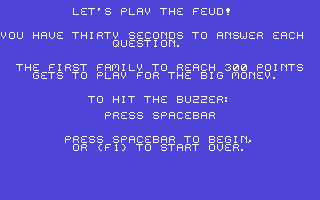 Family Feud screenshot 4 for Commodore 64